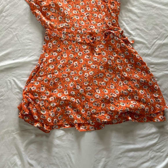 Sanctuary Dress Johanna Wrap Floral Print Women Orange Size M New With Tags - Picture 10 of 12